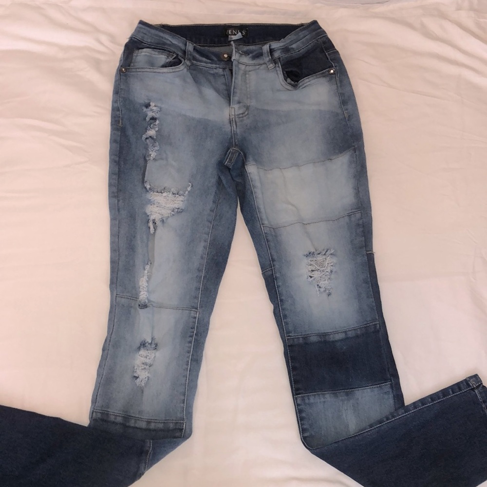Patchwork patterned Jeans